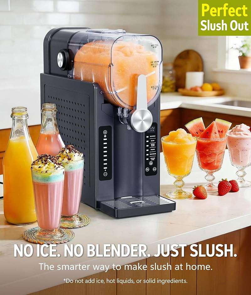 BKPPM Slushie Machine: No Ice Needed Slushy Machine for Home, 6 Preset, Real-Time Temp Display, Auto-Clean | Frozen Margaritas, Cocktails, Frappés, Ice Cream, Smoothies, Milkshakes,Summer Parties - Image 3