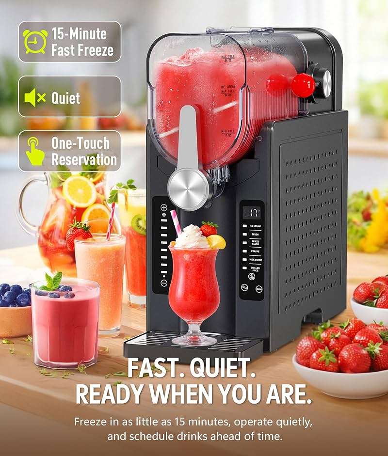 BKPPM Slushie Machine: No Ice Needed Slushy Machine for Home, 6 Preset, Real-Time Temp Display, Auto-Clean | Frozen Margaritas, Cocktails, Frappés, Ice Cream, Smoothies, Milkshakes,Summer Parties - Image 5