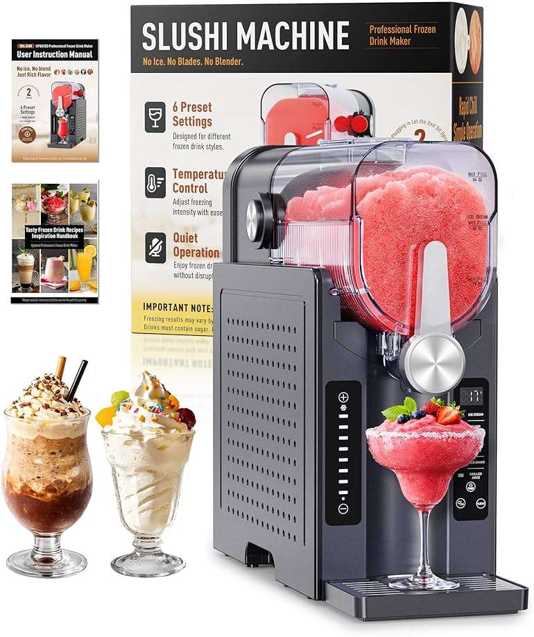 BKPPM Slushie Machine: No Ice Needed Slushy Machine for Home, 6 Preset, Real-Time Temp Display, Auto-Clean | Frozen Margaritas, Cocktails, Frappés, Ice Cream, Smoothies, Milkshakes,Summer Parties - Image 9