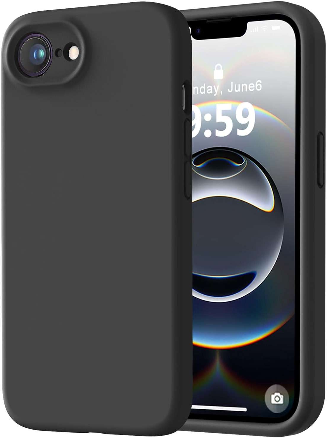 LOVE 3000 Designed for iPhone 16e/17e Case, Premium Silicone with [Soft Anti-Scratch Microfiber Lining] Shockproof Protective Phone Case for Men Women Girls 6.1", Black - Image 1