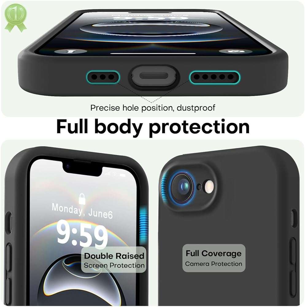 LOVE 3000 Designed for iPhone 16e/17e Case, Premium Silicone with [Soft Anti-Scratch Microfiber Lining] Shockproof Protective Phone Case for Men Women Girls 6.1", Black - Image 3