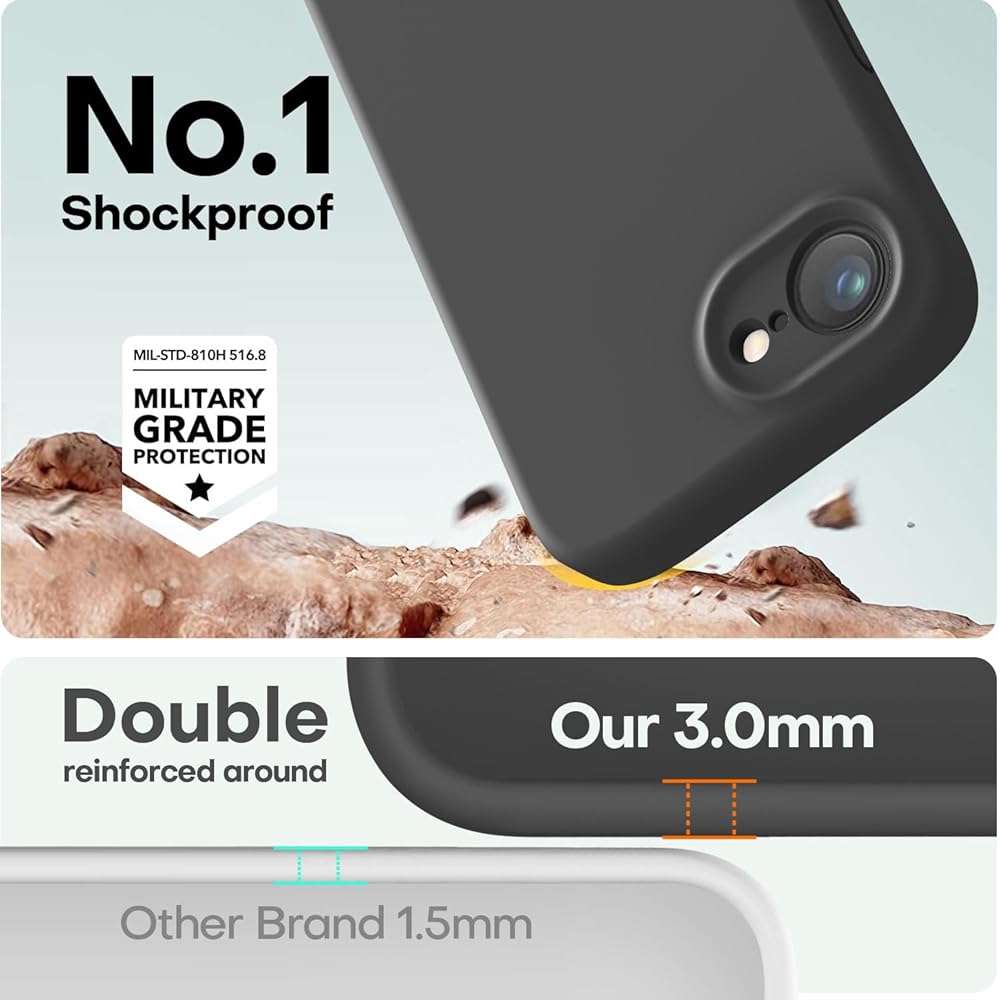 LOVE 3000 Designed for iPhone 16e/17e Case, Premium Silicone with [Soft Anti-Scratch Microfiber Lining] Shockproof Protective Phone Case for Men Women Girls 6.1", Black - Image 4