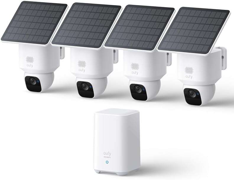 eufy Security SoloCam E30, 4-Cam Pack Kit, Security Cameras Wireless Outdoor, Solar Camera Outdoor Wireless, 360° Pan, AI Tracking, 2K Clarity, No Monthly Fee, Built-in Local Storage (Up to 16TB) - Image 1