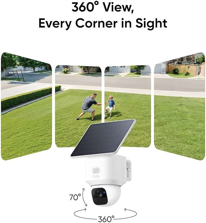 eufy Security SoloCam E30, 4-Cam Pack Kit, Security Cameras Wireless Outdoor, Solar Camera Outdoor Wireless, 360° Pan, AI Tracking, 2K Clarity, No Monthly Fee, Built-in Local Storage (Up to 16TB) - Image 2