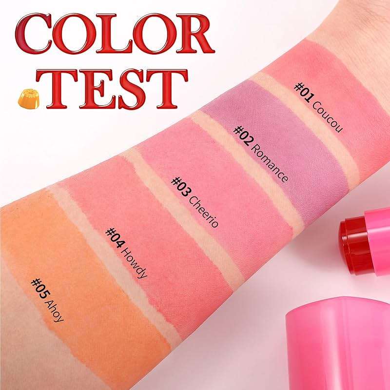 Water Jelly Tint Blush, 3-In-1 Multi-Use Blush Cream Blush Stick for Eyes, Cheeks & Lips, Hydrating & Bouncy Jelly Texture, Blends Perfect for Skin Portable Multipurpose Long Lasting Waterproof(01, s) - Image 4