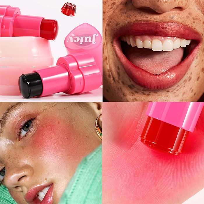 Water Jelly Tint Blush, 3-In-1 Multi-Use Blush Cream Blush Stick for Eyes, Cheeks & Lips, Hydrating & Bouncy Jelly Texture, Blends Perfect for Skin Portable Multipurpose Long Lasting Waterproof(01, s) - Image 7
