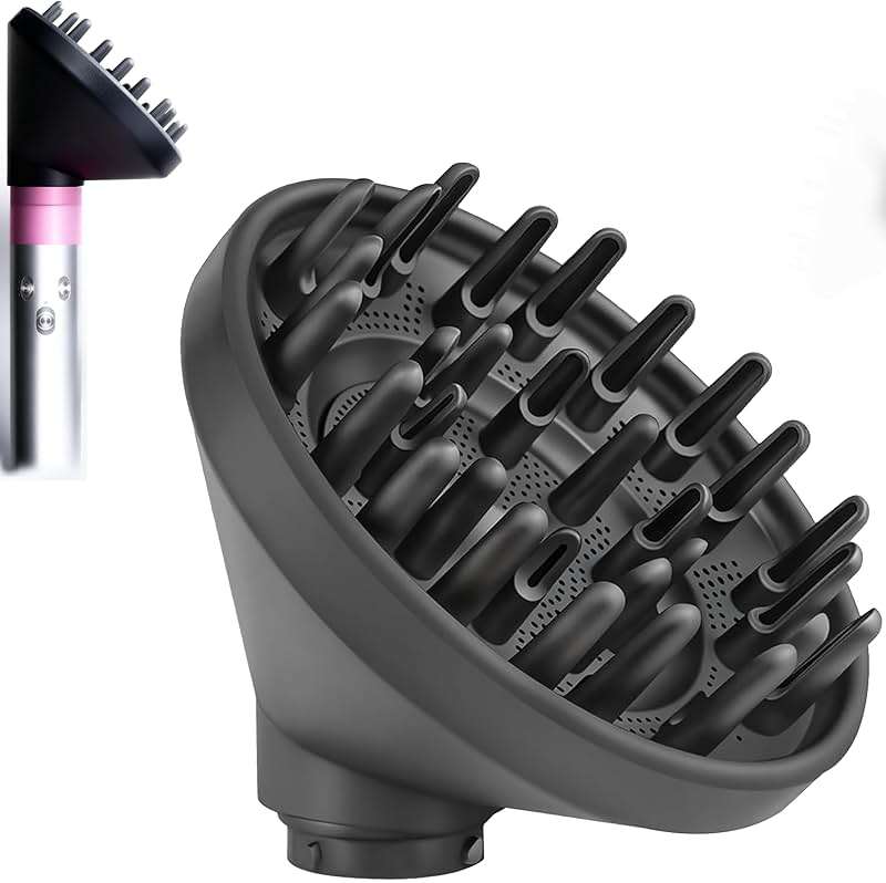 Upgraded Large Diffuser Attachment for Dyson Airwrap Styler HS01/HS05/HS08- Hair Diffuser Nozzle to Dryer Faster & Define Curls & Wave & Thick Hair,Hair Dryer Diffuser Attachment,Grey | Fast Drying for Thick Natural Curls, Frizz-Free with Deep Pins, Root Volume & Bounce, Heat-Resistant Nylon Fiberglass - Image 1