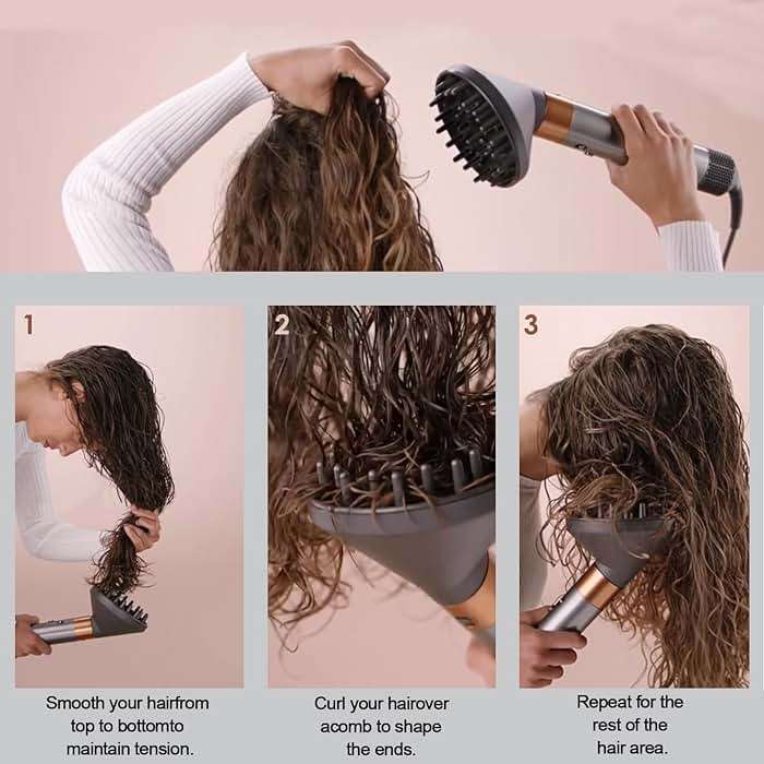 Upgraded Large Diffuser Attachment for Dyson Airwrap Styler HS01/HS05/HS08- Hair Diffuser Nozzle to Dryer Faster & Define Curls & Wave & Thick Hair,Hair Dryer Diffuser Attachment,Grey | Fast Drying for Thick Natural Curls, Frizz-Free with Deep Pins, Root Volume & Bounce, Heat-Resistant Nylon Fiberglass - Image 4