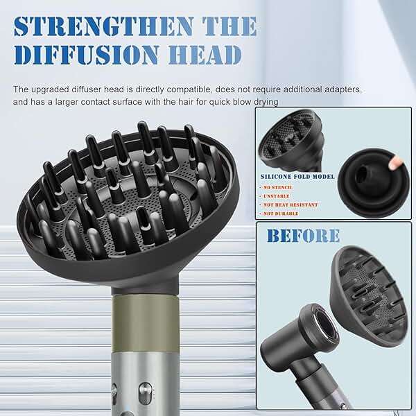 Upgraded Large Diffuser Attachment for Dyson Airwrap Styler HS01/HS05/HS08- Hair Diffuser Nozzle to Dryer Faster & Define Curls & Wave & Thick Hair,Hair Dryer Diffuser Attachment,Grey | Fast Drying for Thick Natural Curls, Frizz-Free with Deep Pins, Root Volume & Bounce, Heat-Resistant Nylon Fiberglass - Image 8