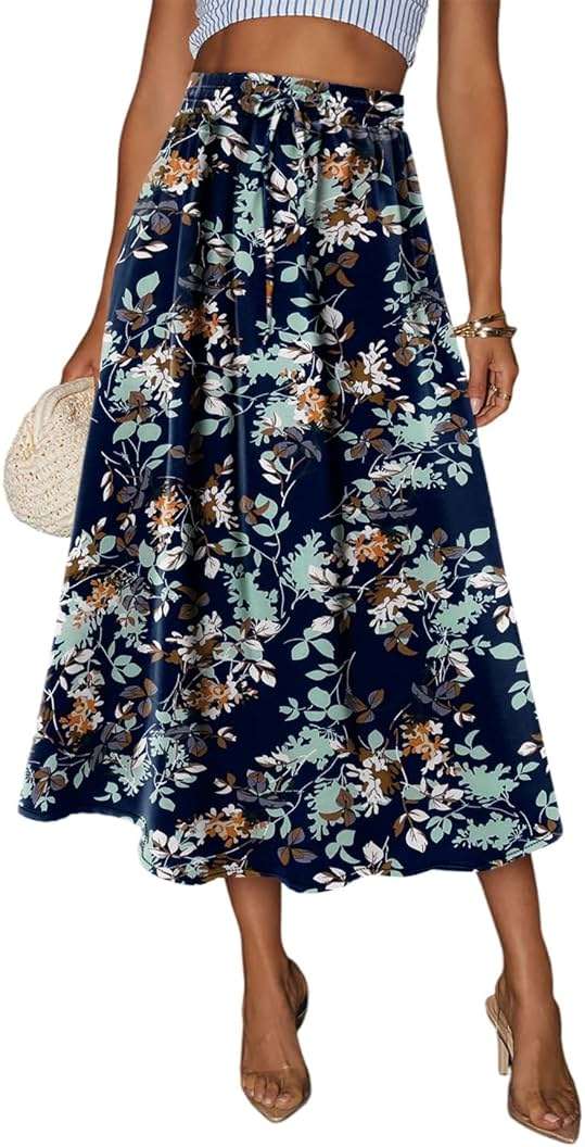 Magritta Women's Print Midi Skirt with Pocket Elastic High Waist 2026 Trendy A-Line Bohe Leopardr Swing Skirts for Women - Image 2