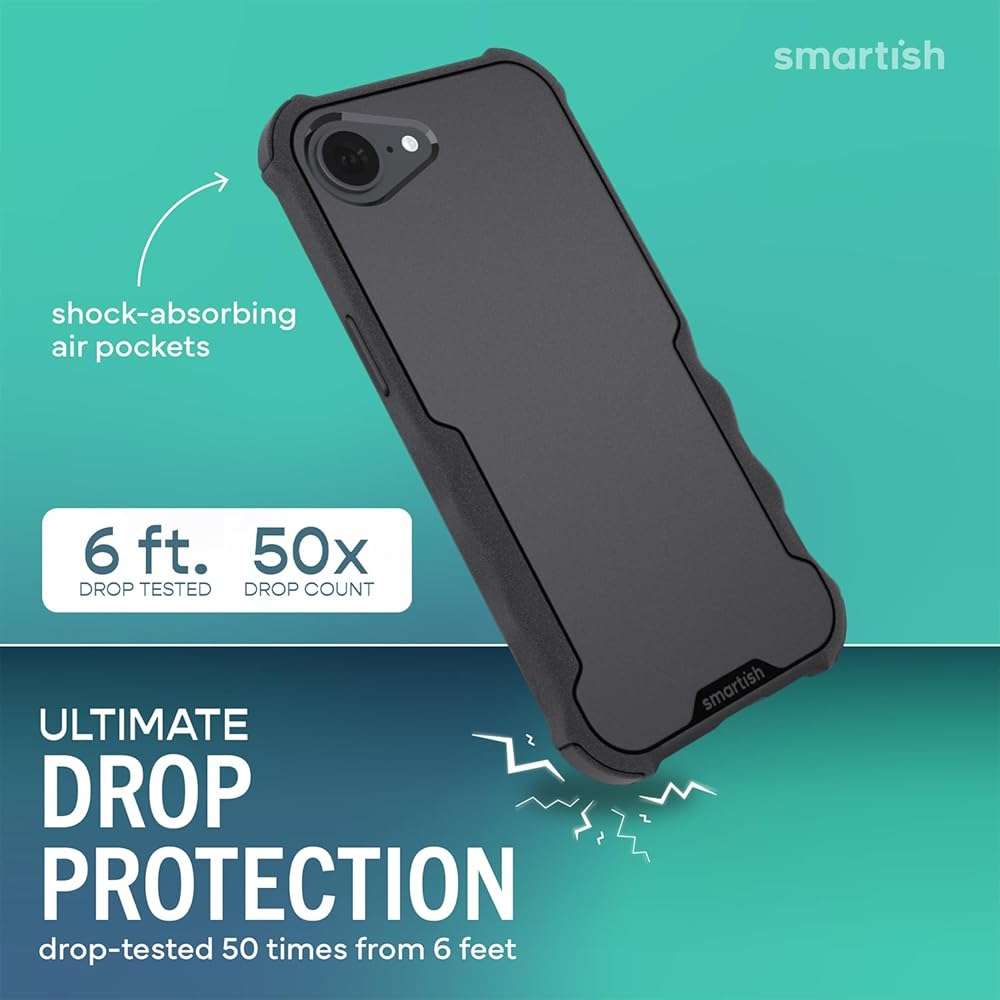 Smartish® iPhone 17e/16e MagSafe Case - Gripzilla Protective Magnetic Case for Men [Rugged + Tough] Military Grade Heavy Duty Grip Armor - Drop Tested for iPhone 17e/16e - Black Tie Affair - Image 2