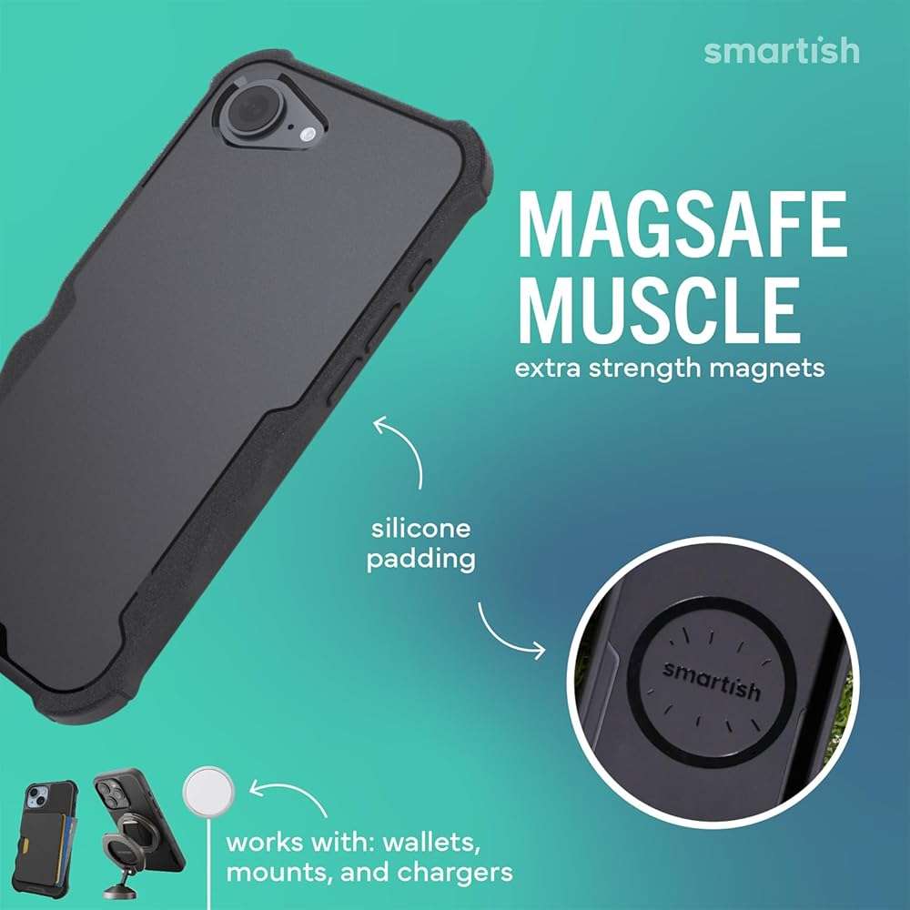 Smartish® iPhone 17e/16e MagSafe Case - Gripzilla Protective Magnetic Case for Men [Rugged + Tough] Military Grade Heavy Duty Grip Armor - Drop Tested for iPhone 17e/16e - Black Tie Affair - Image 3