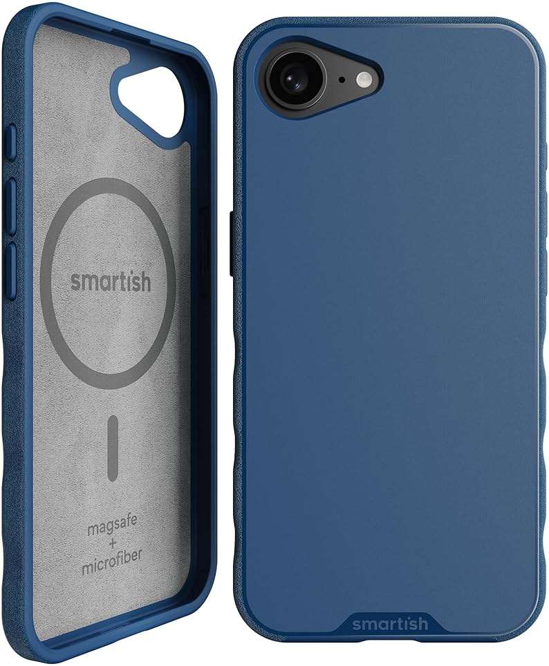 Smartish® iPhone 17e/16e MagSafe Case - Gripmunk Magnetic Slim Case [Lightweight + Protective] Drop Tested Thin Grip Cover with Microfiber Lining for Apple iPhone 17e/16e - Blues on the Green - Image 1