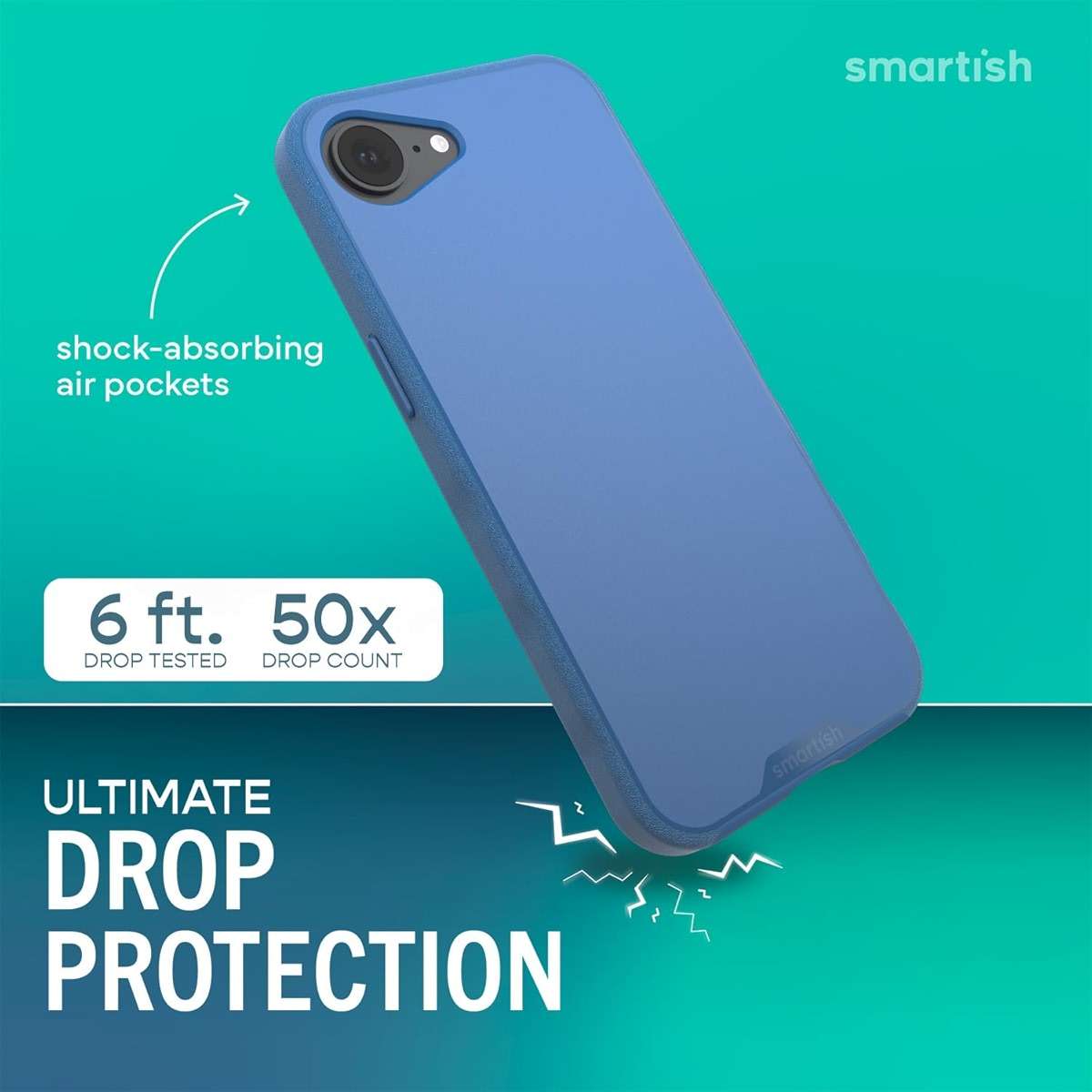 Smartish® iPhone 17e/16e MagSafe Case - Gripmunk Magnetic Slim Case [Lightweight + Protective] Drop Tested Thin Grip Cover with Microfiber Lining for Apple iPhone 17e/16e - Blues on the Green - Image 2