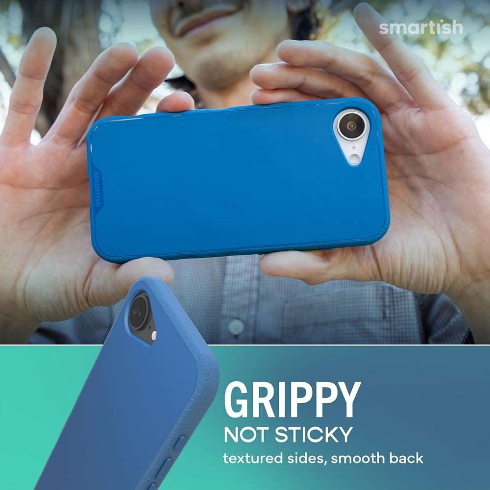Smartish® iPhone 17e/16e MagSafe Case - Gripmunk Magnetic Slim Case [Lightweight + Protective] Drop Tested Thin Grip Cover with Microfiber Lining for Apple iPhone 17e/16e - Blues on the Green - Image 4