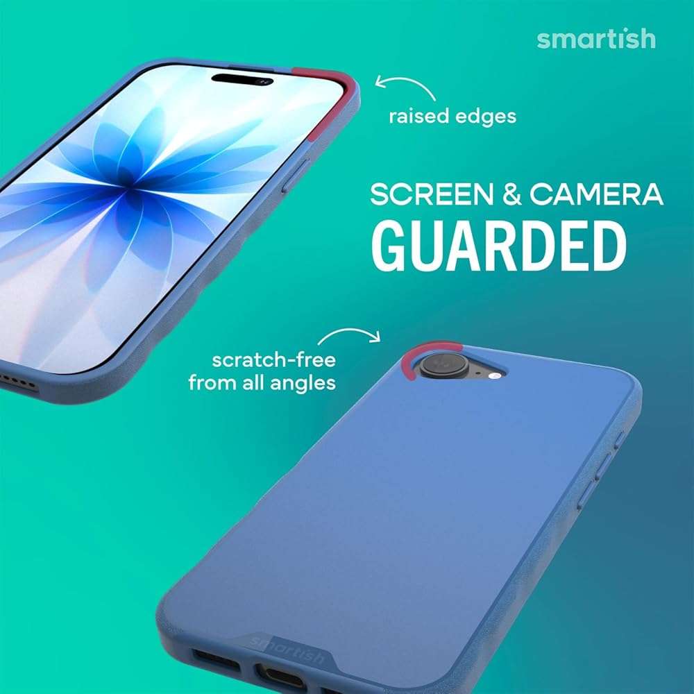 Smartish® iPhone 17e/16e MagSafe Case - Gripmunk Magnetic Slim Case [Lightweight + Protective] Drop Tested Thin Grip Cover with Microfiber Lining for Apple iPhone 17e/16e - Blues on the Green - Image 6