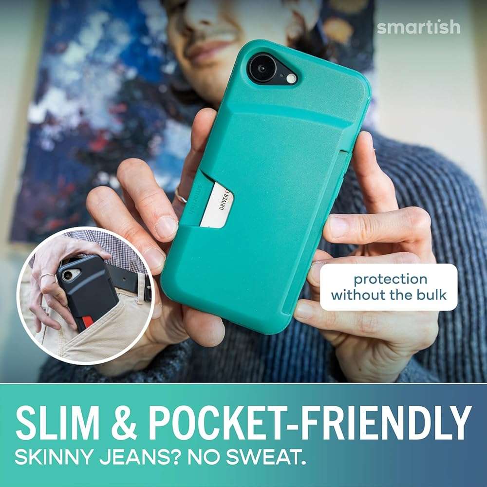 Smartish® iPhone 17e/16e Wallet Case - Wallet Slayer Vol. 1 [Slim + Protective] Credit Card Holder - Drop Tested Hidden Credit Card Slot Cover for Apple iPhone 17e/16e - So Jaded - Image 4