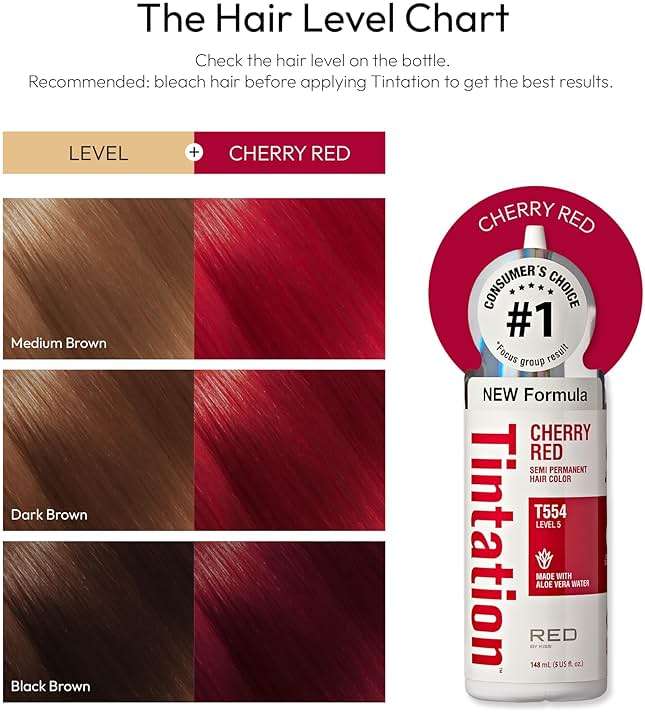 Red by Kiss Tintation Semi-Permanent Hair Color, Aloe Vera Water Based, Argan Oil, Olive Oil, Collagen & Keratin, Long-Lasting Color Dye (Cherry Red, 5 Fl Oz) - Image 3