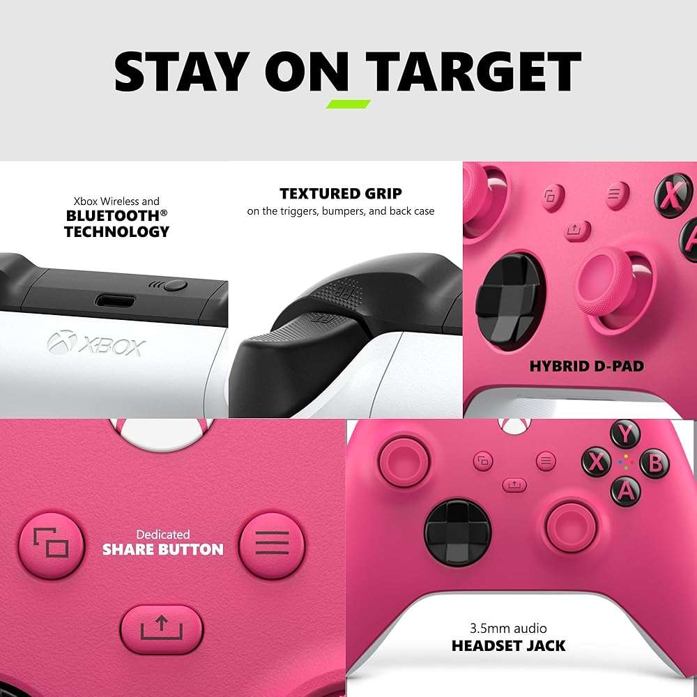 Xbox Wireless Gaming Controller | Deep Pink | Console, PC, & Cloud Devices | Textured Grip | Wireless, Bluetooth, USB-C Connectivity - Image 4