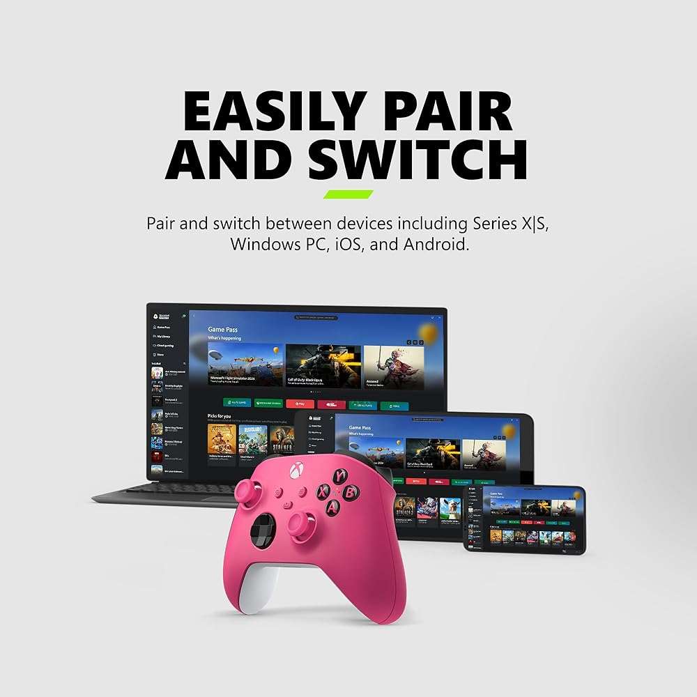Xbox Wireless Gaming Controller | Deep Pink | Console, PC, & Cloud Devices | Textured Grip | Wireless, Bluetooth, USB-C Connectivity - Image 9