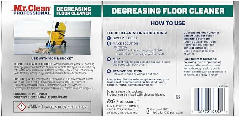 Mr. Clean PRO Degreasing Floor Cleaner, Bulk Liquid Concentrate for Removing Tough Grease and Oil Stains, Commercial Use, 1 gal (Case of 3) - Image 11