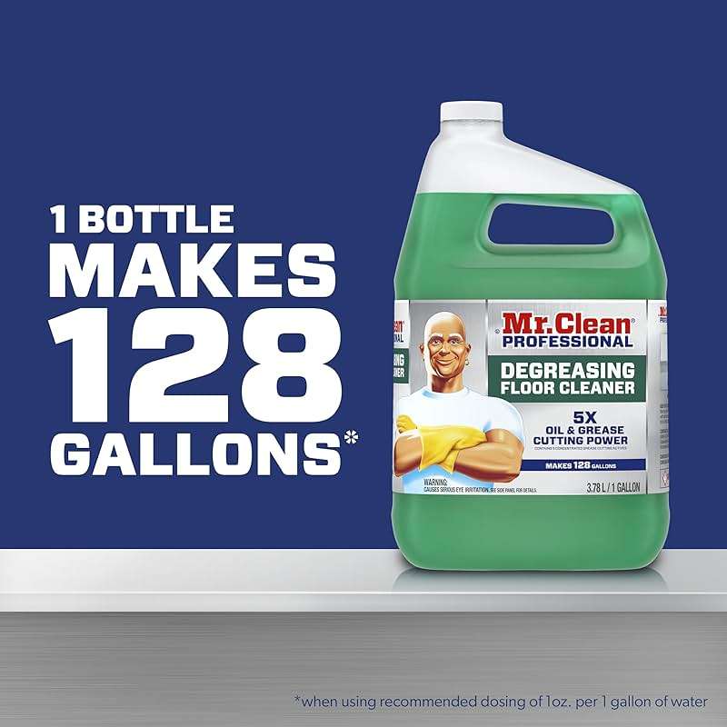 Mr. Clean PRO Degreasing Floor Cleaner, Bulk Liquid Concentrate for Removing Tough Grease and Oil Stains, Commercial Use, 1 gal (Case of 3) - Image 6