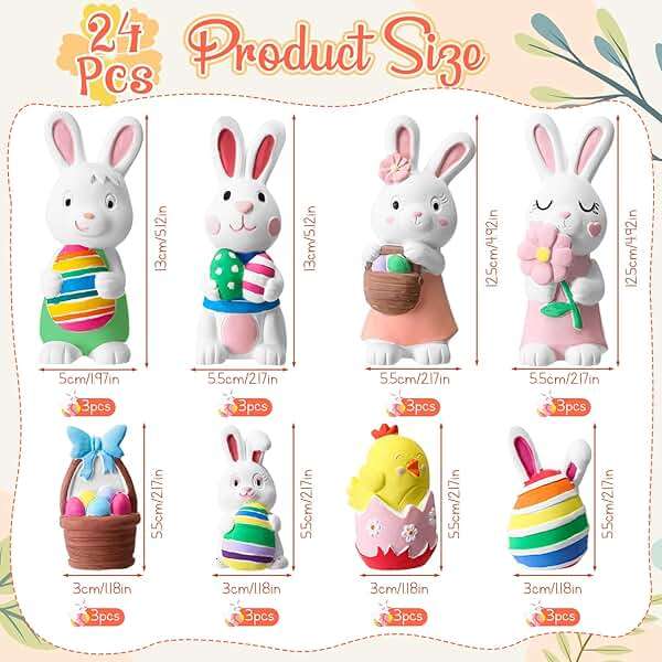 Zubebe 24 Pcs Easter Paint Your Own Bunny Statues Bulk Ready to Paint Ceramics Bunny Ceramics to Paint Bunnies Gifts Unpainted Plaster Bunny Figurines Easter Basket Stuffers Easter Party Favors - Image 2