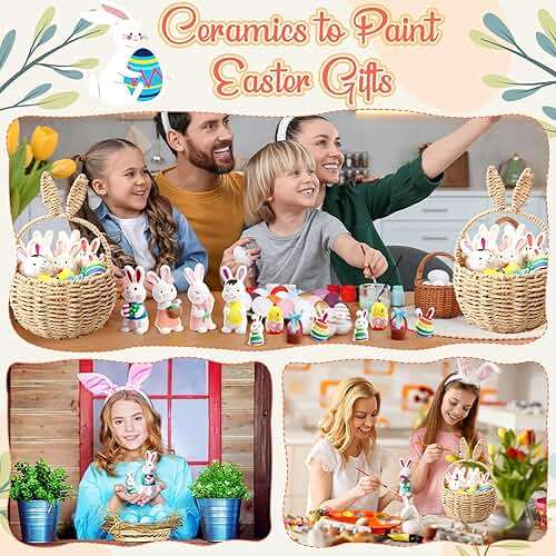 Zubebe 24 Pcs Easter Paint Your Own Bunny Statues Bulk Ready to Paint Ceramics Bunny Ceramics to Paint Bunnies Gifts Unpainted Plaster Bunny Figurines Easter Basket Stuffers Easter Party Favors - Image 5