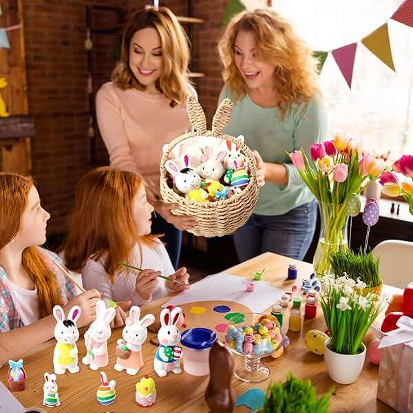 Zubebe 24 Pcs Easter Paint Your Own Bunny Statues Bulk Ready to Paint Ceramics Bunny Ceramics to Paint Bunnies Gifts Unpainted Plaster Bunny Figurines Easter Basket Stuffers Easter Party Favors - Image 7