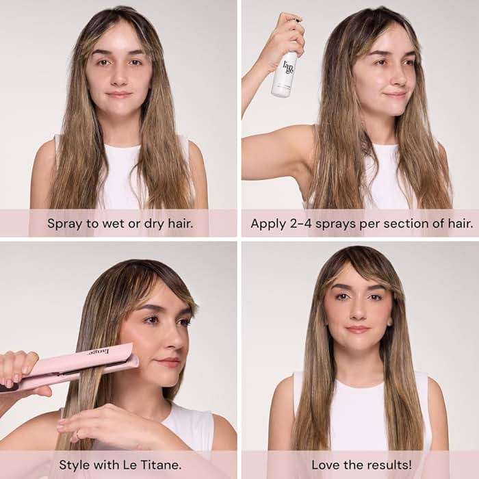 L'ANGE HAIR Thermal Agent Heat Protectant Spray | 450°F Heat Protection Spray for Hair | Controls Frizz, Enhances Shine & Volume | Safe for Color-Treated Hairstyles | Lightweight & Non-Greasy, 4 fl oz - Image 4
