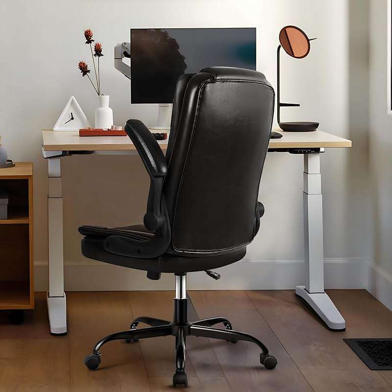 VITESSE Ergonomic Office Chair with Flip-up Armrests, Big and Tall Leather Executive Office Chair, High Back Lumbar Support Home Computer Desk Chair, Heavy and Duty Computer Chair (Black) - Image 5