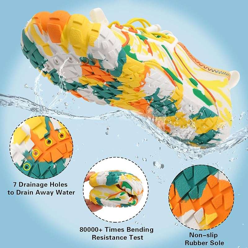 Scurtain Water Shoes for Kids Boys Girls Quick Dry Aqua Shoes Barefoot Beach Sports Swim Pool for Little Big Kid with Drainage - Image 5