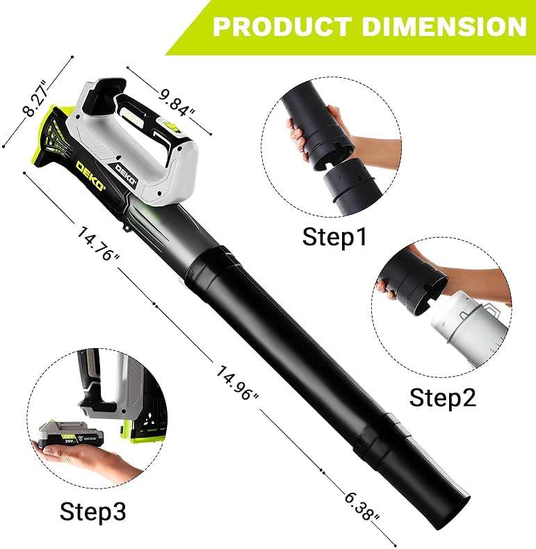 Electric Leaf Blower Cordless 18000RPM: DEKOPRO Blowers for Lawn Care with 2x2.0Ah Battery and Charger, 2 Speed Mode, Lightweight & Powerful Battery Powered Leaf Blower for Patio Yard Cleaning - Image 2
