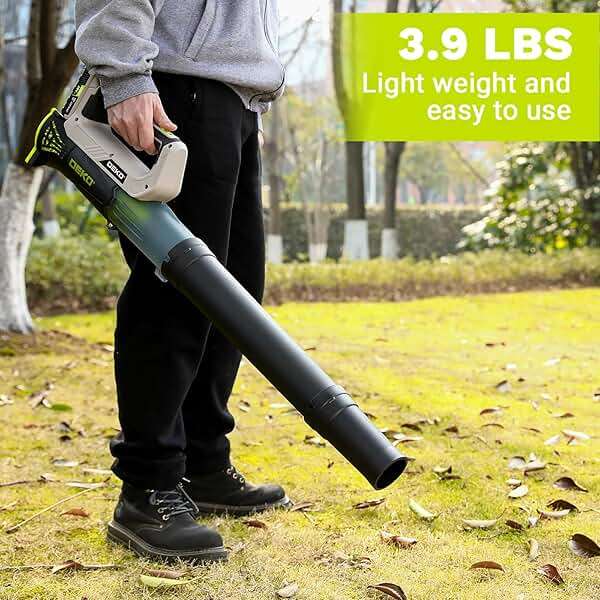 Electric Leaf Blower Cordless 18000RPM: DEKOPRO Blowers for Lawn Care with 2x2.0Ah Battery and Charger, 2 Speed Mode, Lightweight & Powerful Battery Powered Leaf Blower for Patio Yard Cleaning - Image 3