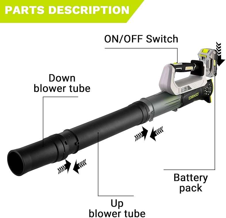 Electric Leaf Blower Cordless 18000RPM: DEKOPRO Blowers for Lawn Care with 2x2.0Ah Battery and Charger, 2 Speed Mode, Lightweight & Powerful Battery Powered Leaf Blower for Patio Yard Cleaning - Image 7