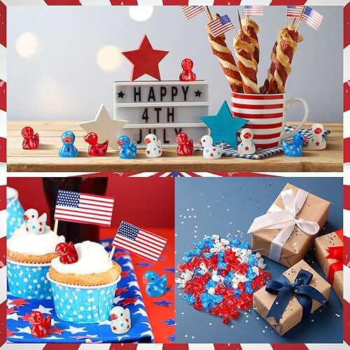 Wesiti 100 Pcs Patriotic Mini Ducks 4th of July Tiny Resin Ducks Bulk Red White Blue Independence Day 250th Anniversary Memorial Day for Home Party Office Decor Gift - Image 5