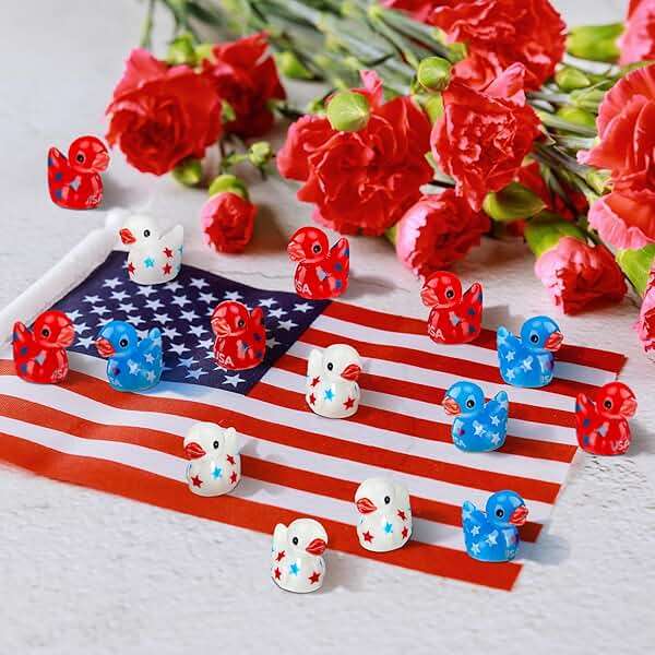 Wesiti 100 Pcs Patriotic Mini Ducks 4th of July Tiny Resin Ducks Bulk Red White Blue Independence Day 250th Anniversary Memorial Day for Home Party Office Decor Gift - Image 6