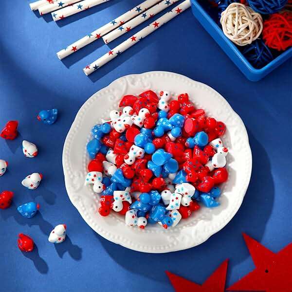 Wesiti 100 Pcs Patriotic Mini Ducks 4th of July Tiny Resin Ducks Bulk Red White Blue Independence Day 250th Anniversary Memorial Day for Home Party Office Decor Gift - Image 8