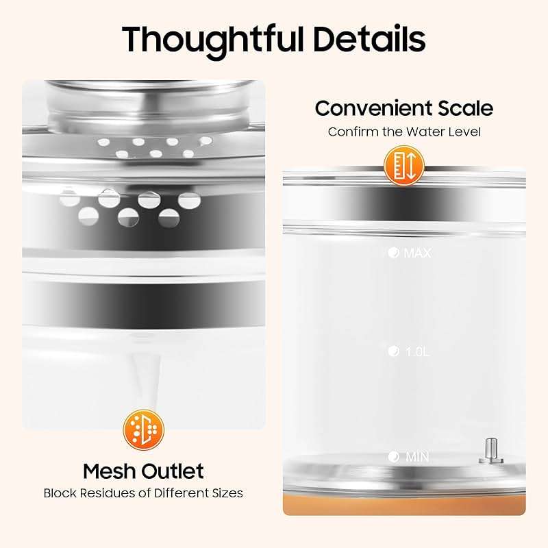 Electric Kettle 1.8L 800W Multifunctional Glass Kettle, Health Pot Tea Maker Household With Filter & Digital Heating Base - Image 7