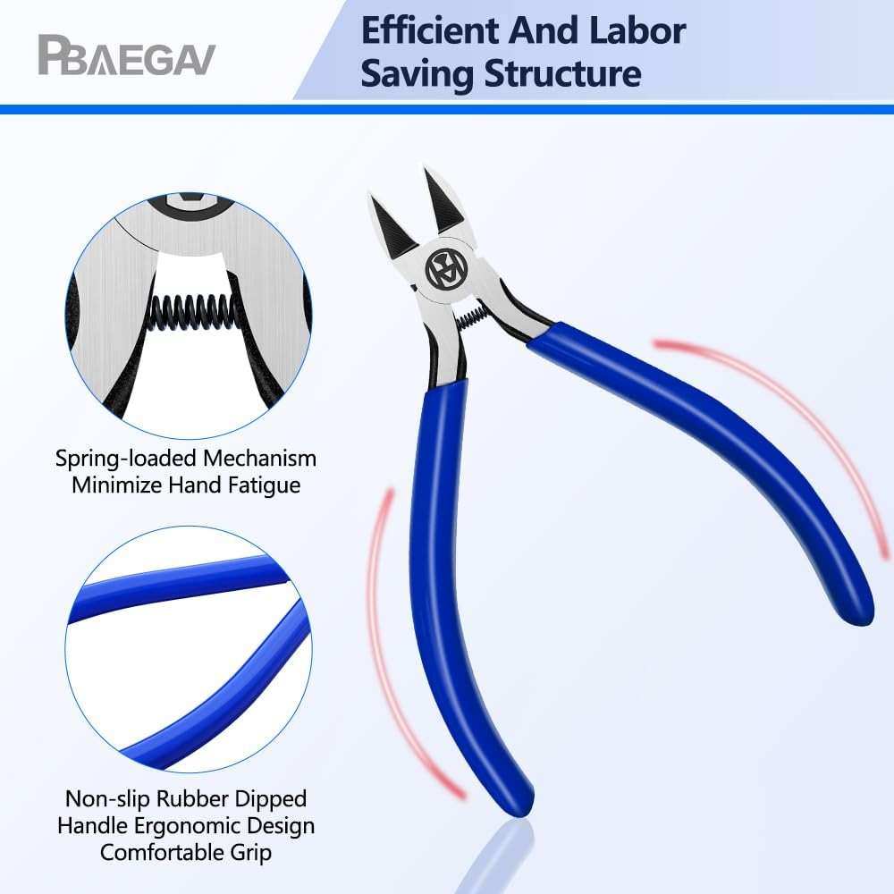 Wire Cutters Precision Flush Cutters Ultra Sharp Wire Cutters for Trimming Metal Wires Zip Ties, Cables, Circuit Boards, Crafting Jewelry Making - Image 4