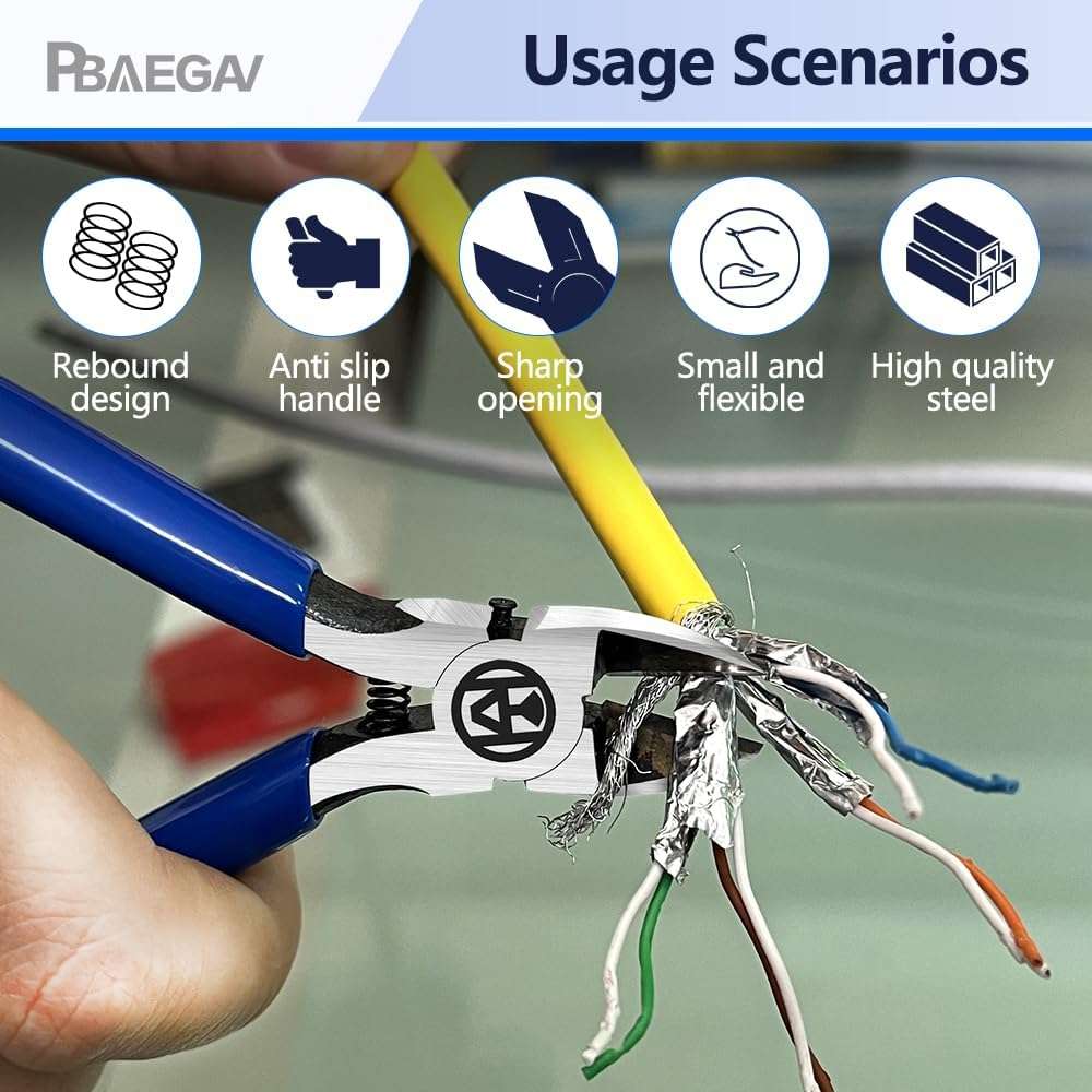Wire Cutters Precision Flush Cutters Ultra Sharp Wire Cutters for Trimming Metal Wires Zip Ties, Cables, Circuit Boards, Crafting Jewelry Making - Image 6