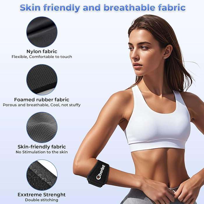 Oberlet Tennis & Golfer's Elbow Brace Strap for Men Women, Orange 1 Pack | Adjustable Support Strap with Removable Compression Pads for Tendonitis, Elbow Pain Relief, Counterforce Brace, Forearm Band - Image 6