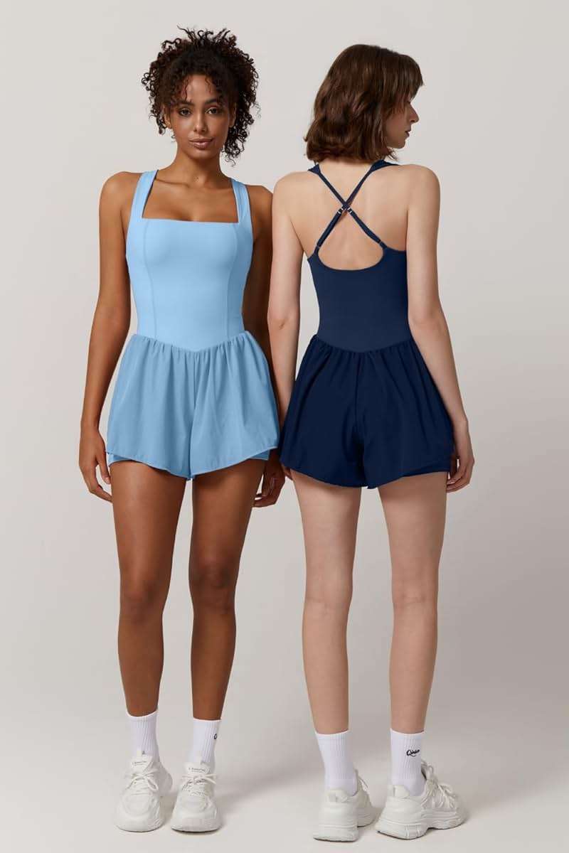 QINSEN Women's Square Neck Sleeveless Romper Jumpsuit Casual Summer One Piece Outfit with Pocket - Image 5
