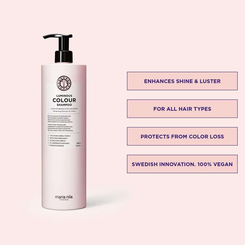 Maria Nila Luminous Color, Shampoo & Conditioner set, For Shiny Glossy Hair, Pomegranate & Color Guard Complex stops Color Loss from Washing & Styling, 2 x 16.9 Fl Oz - Image 2