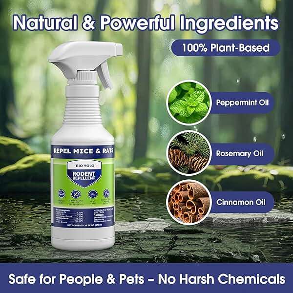 BIO YOLO Rodent Repellent Spray, 16oz – Effective Natural Peppermint Formula Repel Mice, Rats, Squirrels, and Rodents. Safe for Indoor, Outdoor, and Car Engines. Safe for People and Pets. - Image 5