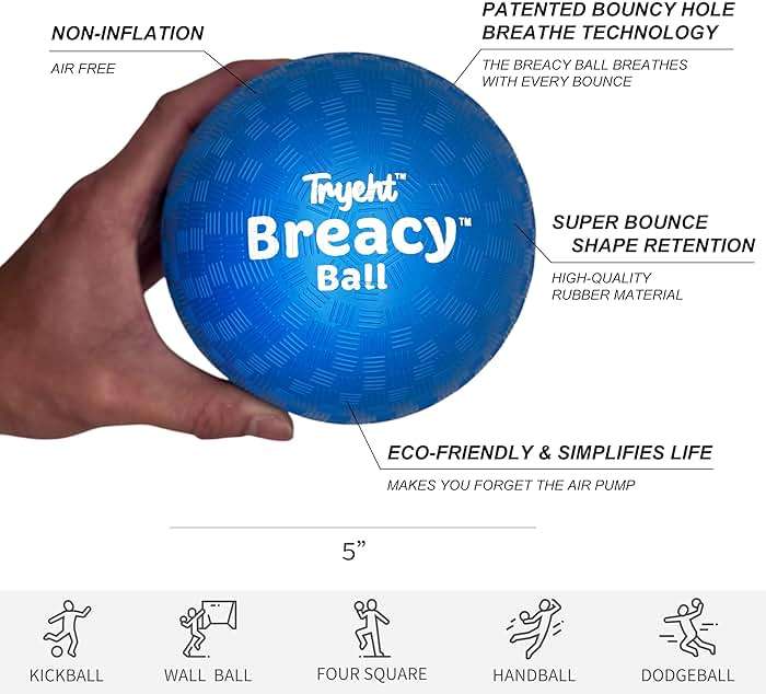 Tryeht 𝗦𝗲𝗹𝗳 𝗜𝗻𝗳𝗹𝗮𝘁𝗶𝗻𝗴 Ball 5" - Pump Free Playground Easy Grip Instant Healing Rubber Ball | Handball, Dodgeball, Mini Soccer Vollyball, Stress Support, Tension Sensory - Image 5