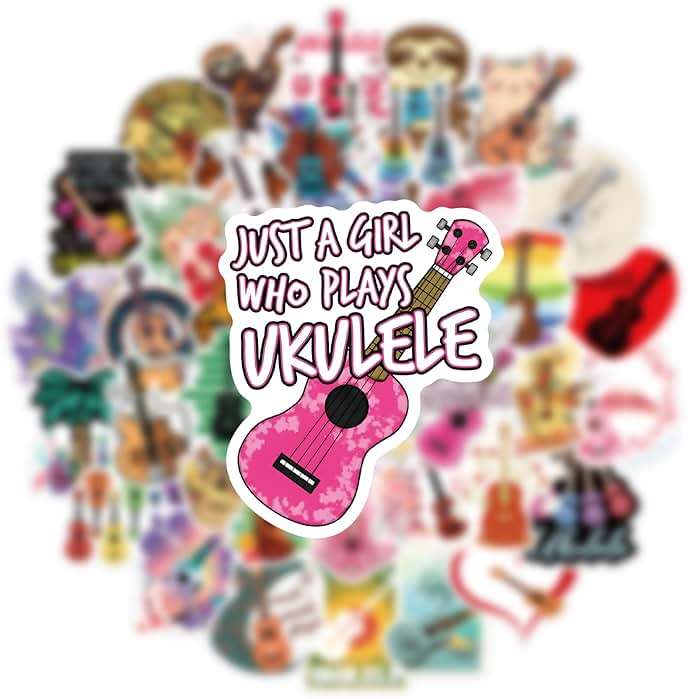 60pcs Ukulele Stickers Pack, Aesthetic Vinyl Waterproof Sticker Decals for Water Bottle,Laptop,Phone,Skateboard,Scrapbooking,Bumper for Party Supply Decor Favor… - Image 5
