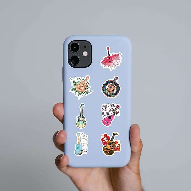 60pcs Ukulele Stickers Pack, Aesthetic Vinyl Waterproof Sticker Decals for Water Bottle,Laptop,Phone,Skateboard,Scrapbooking,Bumper for Party Supply Decor Favor… - Image 6