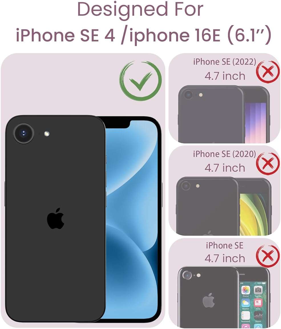 DagoRoo for iPhone 16E/17E Case+Tempered Glass Screen Protector, [Military Grade Protective] Slim Soft TPU & Hard PC,Girls Women Crystal Clear Flower Pattern Cover for iPhone 16E/17E-Purple - Image 2