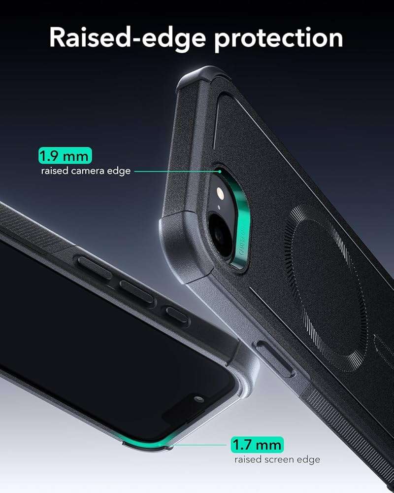 ESR for iPhone 17e Case, iPhone 16e Case, 23ft Military-Grade Drop Protection, MagSafe Accessories Compatible, Shock-Absorbing Rugged Cover, Cyber Series, Black - Image 6